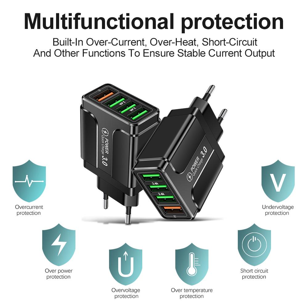 20W Multi Ports USB Charger Fast Charging Charger Quick Charger 3.0 For Samsung Galaxy S23 S22 Ultra Xiaomi iPhone 16 15 KR Plug