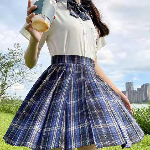 Ash Women's Academy Style Sailor Suit: Short Sleeve JK Student Uniform with Genuine Pleated Short Skirt