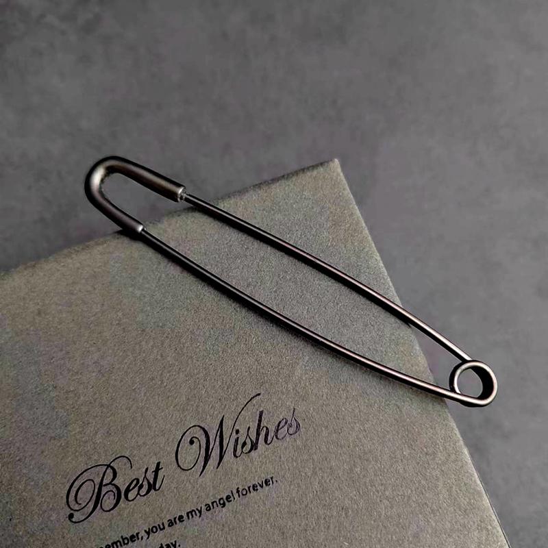Large Brooch in Matte Gun Color Discreet Safety Pin Classic Accessories for Outerwear Business and Casual Use
