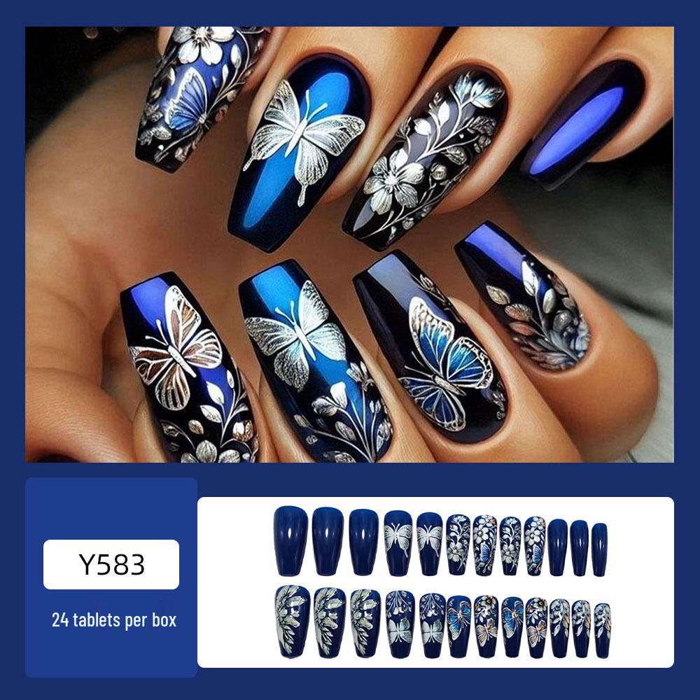 Silver Butterfly and Flower Ballet-Shaped Nail Art Stickers
