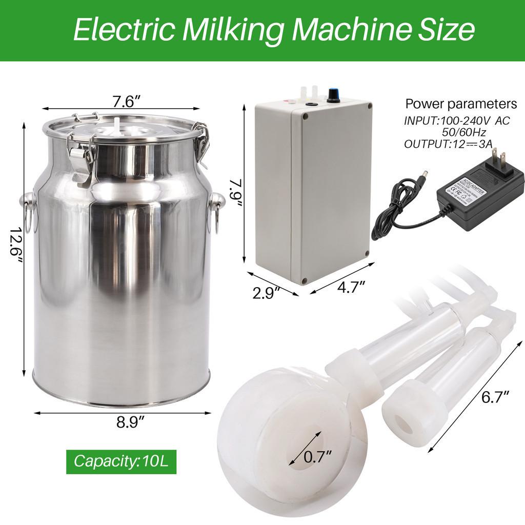 10L Vakuumpumpe Elektrische Ziegenmelkmaschine 220V Pulsierende Melkmaschine für Rinder Edelstahl Melkeimer