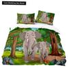 Animal Elephant Cartoon Kids Duvet Cover Queen King Twin Size Bedding Set Wildlife Comforter Cover 2/3pcs Polyester Quilt Cover