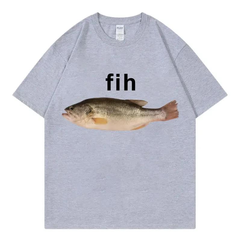 HOT SALE Funny Fih Fish Meme Prin Crew Neck T-shirt Fashion Short Sleeve T Shirts Women Casual T-shirts Summer Streetwear