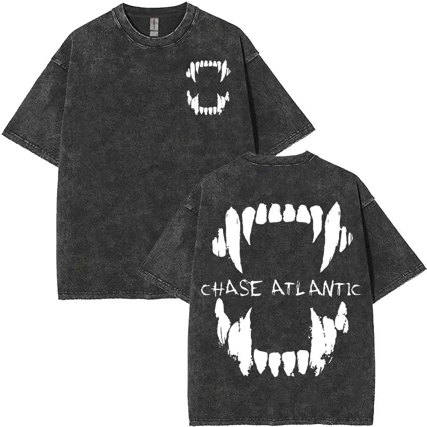 Chase Atlantic Ztraceni v Evropě a UK Turné 2025 Album Vintage Praná Pánská Hip Hop Gotická Trička Streetwear s Krátkým Rukávem