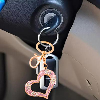 Nyckelring Hänge 3D Tecknad Hjärta Design Färgstarka Strass Inlagd Nyckelring med Hummerlås Nyckelring Väskor Tillbehör