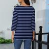Women's Stand Collar 3/4 Sleeve Printed Top T-shirt