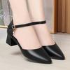 Nuevos zapatos de vestir blancos de primavera y verano, cuero suave, suela blanda, zapatos negros de trabajo, bolso hueco para mujer, hebilla de una palabra, correa, zapatos de cuero para mujer