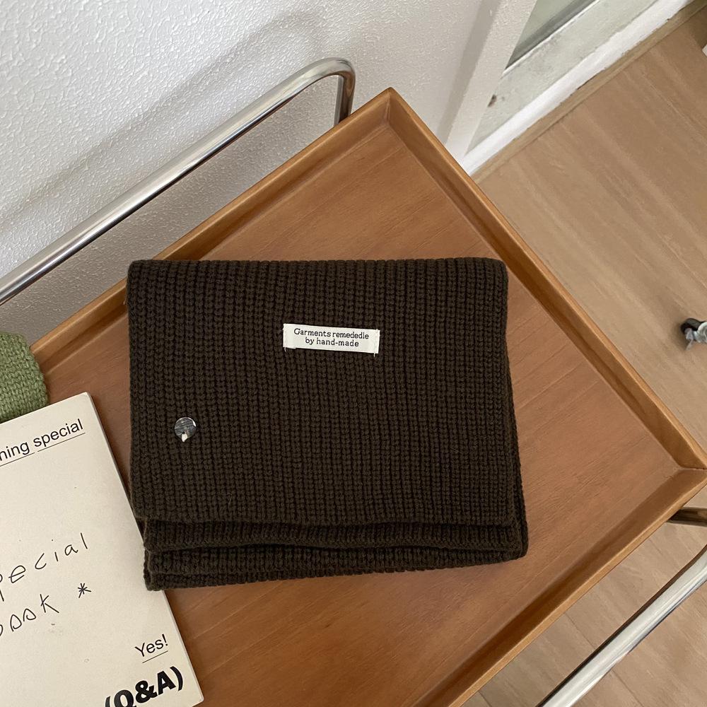 New Korean version knitted scarf imitation cashmere couple solid color multi-color women autumn and winter thickened warm atmosphere