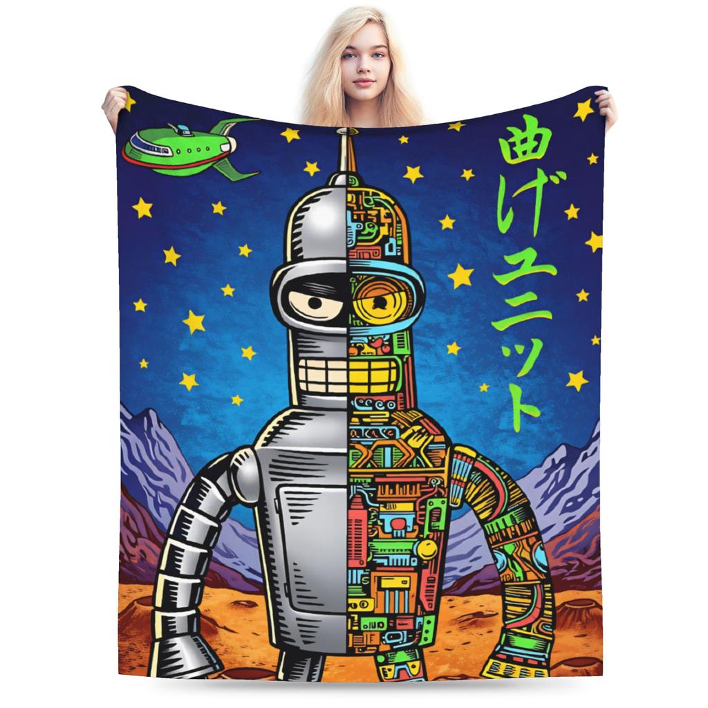 Futuramas Cartoon Comic Blanket Quality Warm Throw Blanket Winter Girls Boys Couch Chair Sofa Bed Funny Bedspread