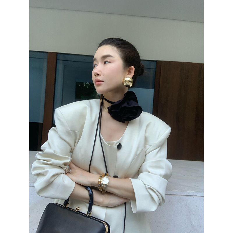 

All in South Korea Dongdaemun French Style Vintage Blazer Waist-Tight Slim Looking 2025 Spring New Arrival Accessible Luxury Suit Apricot color S