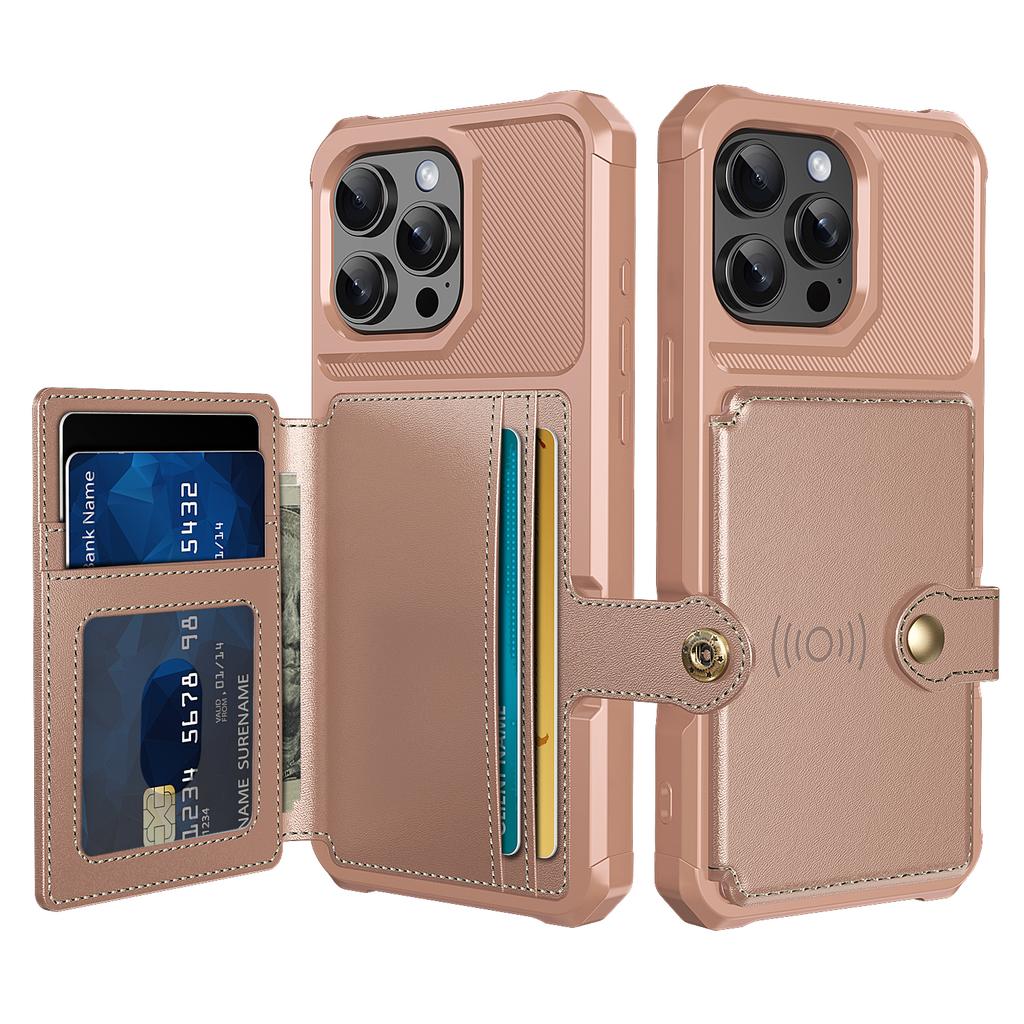 ZM03 For iPhone 16 Pro Max Case with Card Holder PU Leather+TPU Phone Back Cover