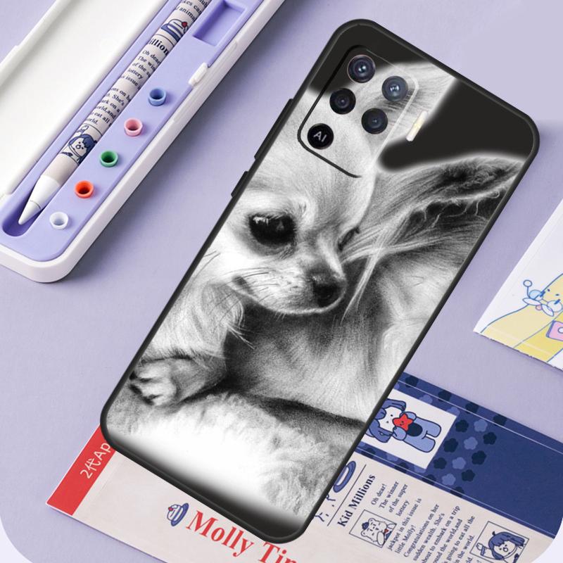 Chihuahua Face Floral Dog For Oppo A96 A76 A16 A94 A74 A54 A15 A18 A38 A58 A78 A98 A40 A60 A80 A57 A17 A77 A5 Pro Case