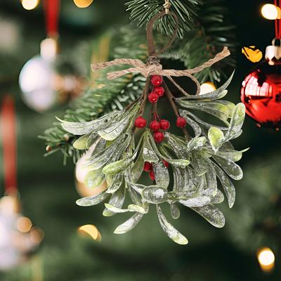 1 Stück 22 cm Künstliche Pflanze Anhänger Weihnachtsbaumschmuck für Heimdekoration Neujahr 2026 Ornament Navidad DIY Geschenke Zubehör