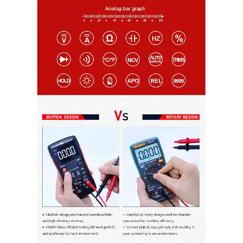 ZOYI ZT-X Digital Multimeter with NCV HOLD Tester Tool Professional Tester machine LCD backlight display Temperature AC DC meter