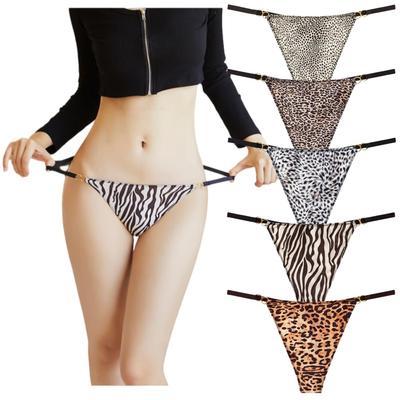 VIVISHOW Αόρατα Σέξι Γυναικεία G-String Θηλυκά με Λεοπάρ Σχέδιο, Χαμηλόμετρα, Εσώρουχα, Αντιολισθητικά, Συσκευασία 5 τεμαχίων (Μέγεθος L)
