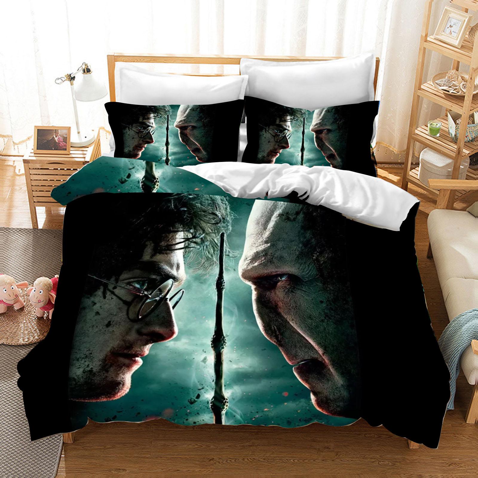 

Гаррі Поттер Поліестеровий Набір Постільної Білизни Підковдра Розмір Queen Бавовна Милий Принт Мультяшна Наволочка Підходить Для Дітей 140x210cm