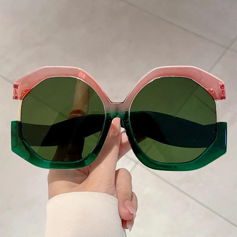 KAMMPT Oversized Round Sunglasses Women Vintage Multi Color Sun Glasses Fashion Brand Design UV Protection Outdoor Vacation