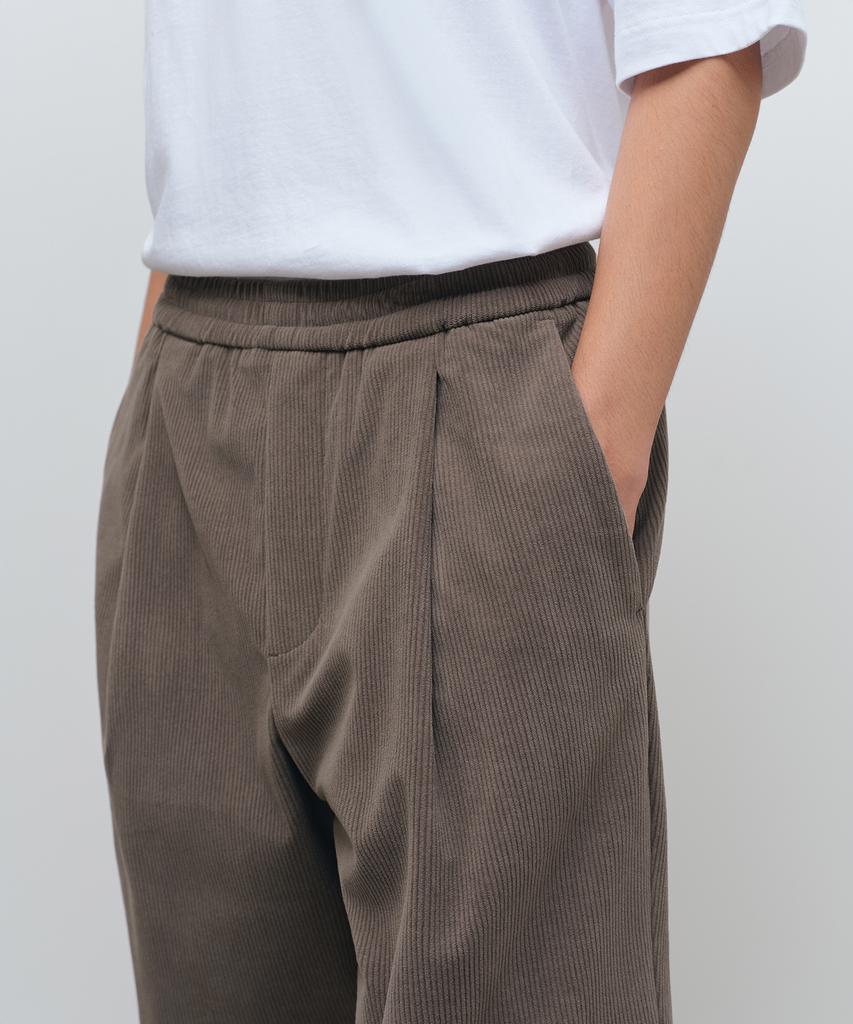 MUSINSA STANDARD 8W Corduroy One-Pleat Wide Elastic Pants [Taupe]