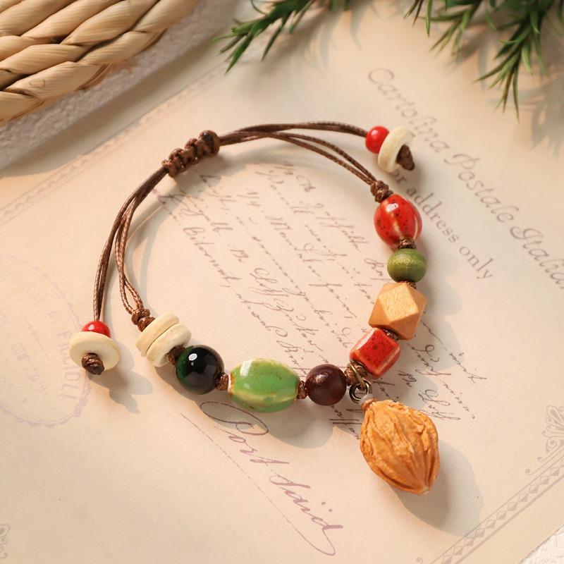 Retro Natural Plant Fruit Bracelet Hand Woven Acorn Hand Rope Women's Niche Literary Bracelet