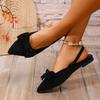 Women's Flat Shoes Pointed Toe Bow Flannel Cover Toe One Kick Shoes Women Leisure Dress Fashion Large Size Zapatillas De Mujer