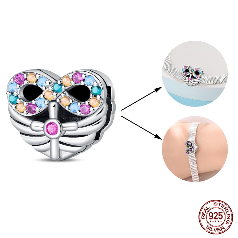 925 Silver Double Lucky Clover Guardian Lotus Flat Beads Fit Qikaola 925 Bracelets Fine DIY Jewelry For Women