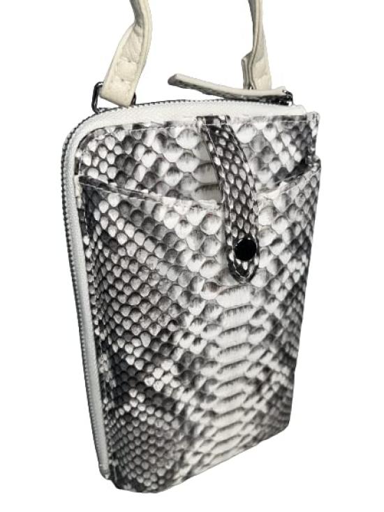 GUODI 3-Way Vertical Travel Pouch with Wallet Function, Smartphone Shoulder Pouch, Genuine Python Leather, for Men and Women, TK-20WP116 (Natural),