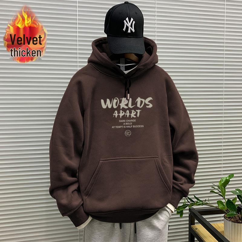 Korean Style Winter Hooded Sweatshirt for Boys: Thick, Versatile, Plus Velvet Pullover