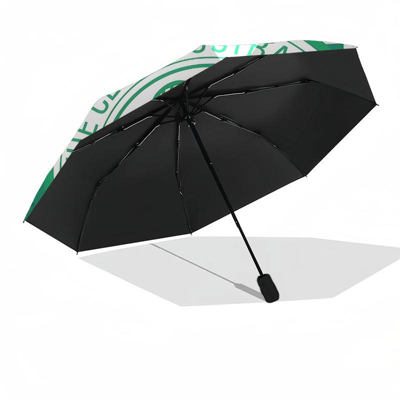 Celtic Football Club, Automatisches Öffnen und Schließen, 8-Rippen-Struktur, Tragbarer Regenschirm, Geeignet für Männer und Frauen, Alle Jahreszeiten Pe