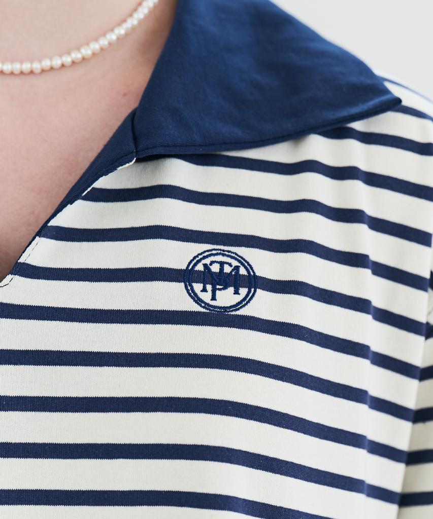 Metapeo Met Striped Collar Summer Dress Navy