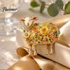 Decorative Lamb Brooch Rhinestone Floral for Women, Flower Sheep Alloy Lapel Pin Pin, Animal Jewelry Clothing Suits Scarves Bags