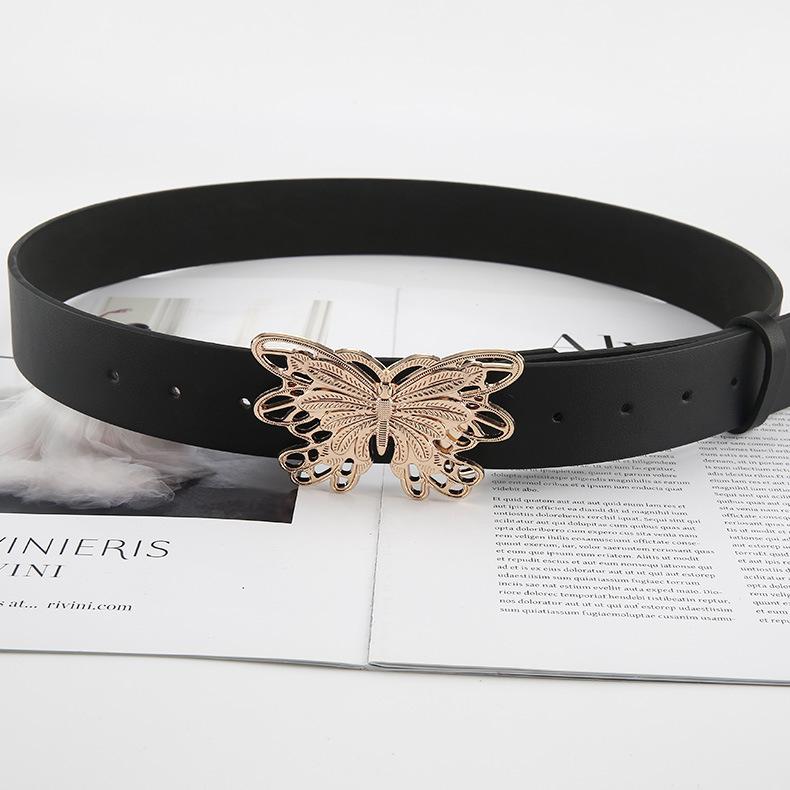 Versatile And Belt Slimming With Butterfly Metal Buckle Belt Decoration Dress