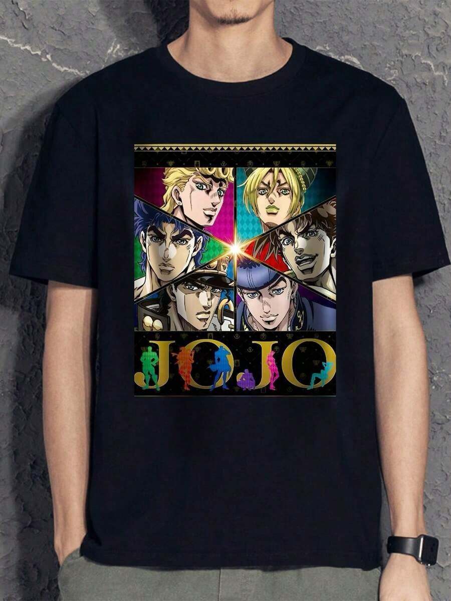 

Classic Cartoon Anime Printed Top, Unisex s Comfortable Short Sleeved Round Neck T-Shirt M