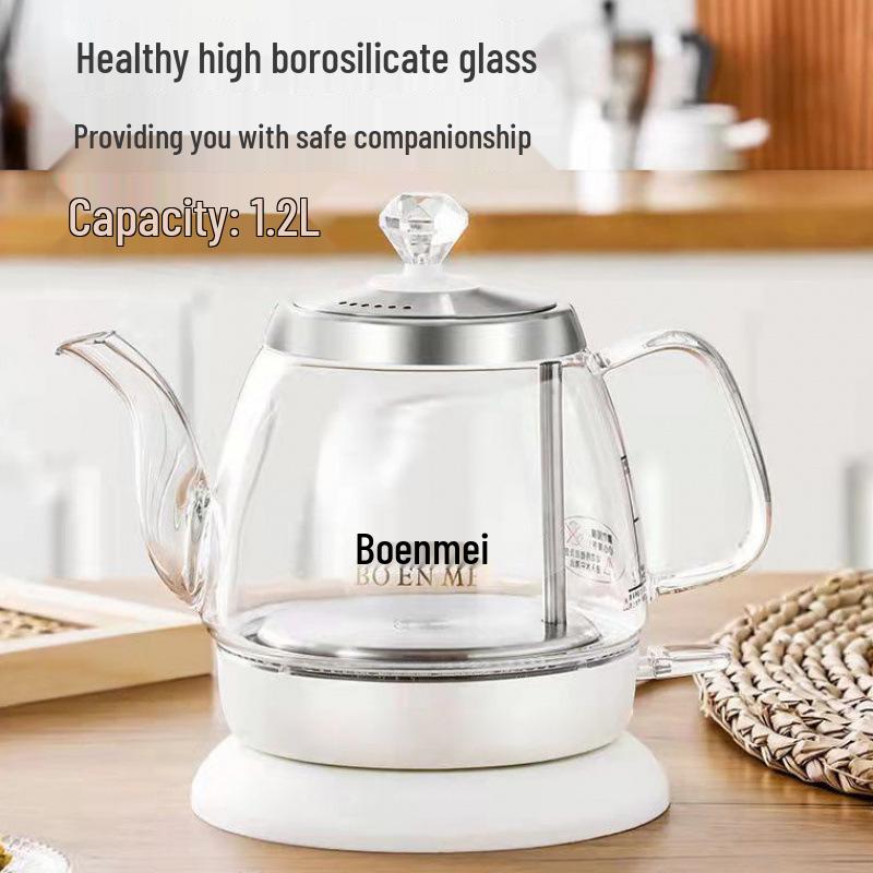 Transparenter elektrischer Wasserkocher mit großem Fassungsvermögen, automatischer Abschaltung und langem Ausguss zum Teekochen