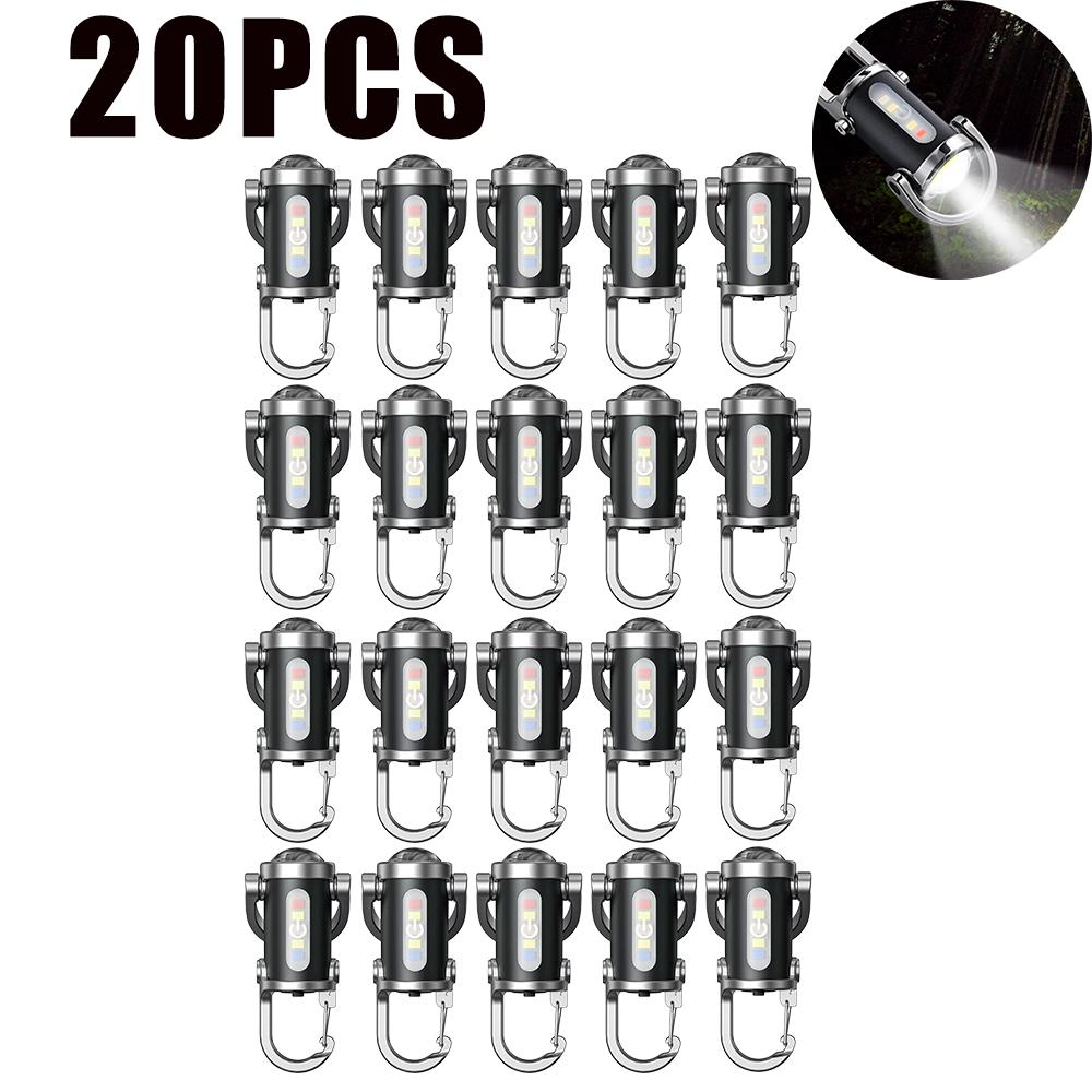 Rechargeable Keychain Flashlights Multifunction COB Work Light 7 Modes Emergency Keychain Light for Walking Searching Hiking
