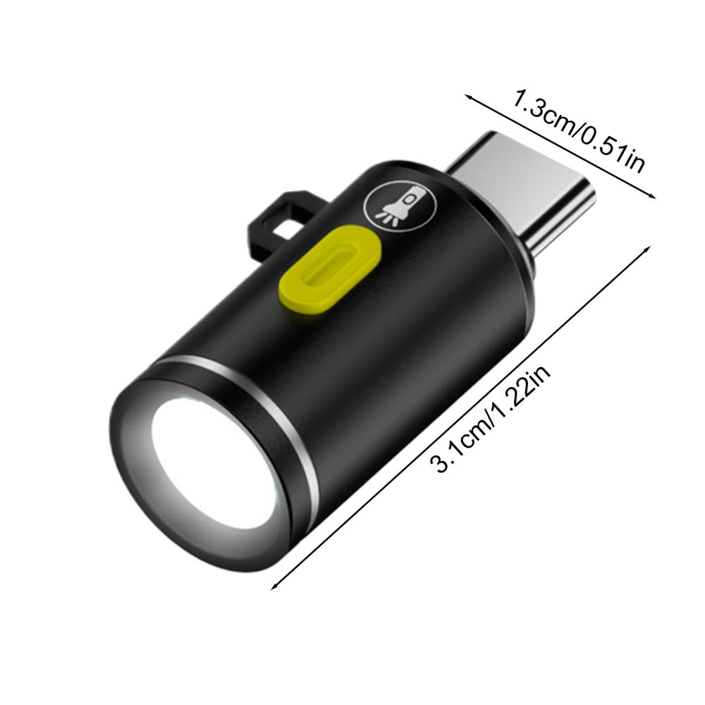 Mini Type-C Flashlight Pocket Outdoor Lighting Device Outdoor Emergency Lamp Pocket Keychain Flashlights Small Torch Light