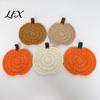 Crochet Pumpkin Cushion Handmade Coasters, Soft Polyester Coffee Mats, Heat Resistant Drink Mats Autumn Themed Farmhouse Dining Accessories