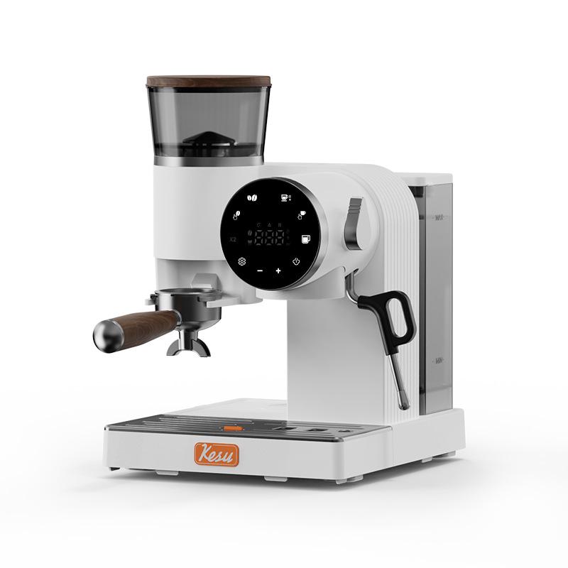 

Countable Italian Home Coffee Machine: Semi-Automatic, Bean Grinder, Dual Heating, Milk Frother for Hot & Cold Drinks білий