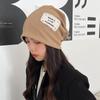 Patch Knitted Hat Women's Thin Ins Style Pile Hat Japanese All Match Pullover Hat Street Baotou Cold Hat