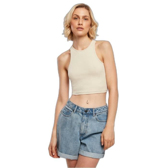Débardeur Femme Urban Classics Cropped GT - Blanc Cassé - 3XL