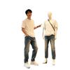 New men's washed jeans summer straight high street style ruffian handsome trousers American casual large size pants