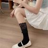 1Pair Lace Edge Long Tight Socks Solid Color Calf Socks Fashion Boot Socks  Girl