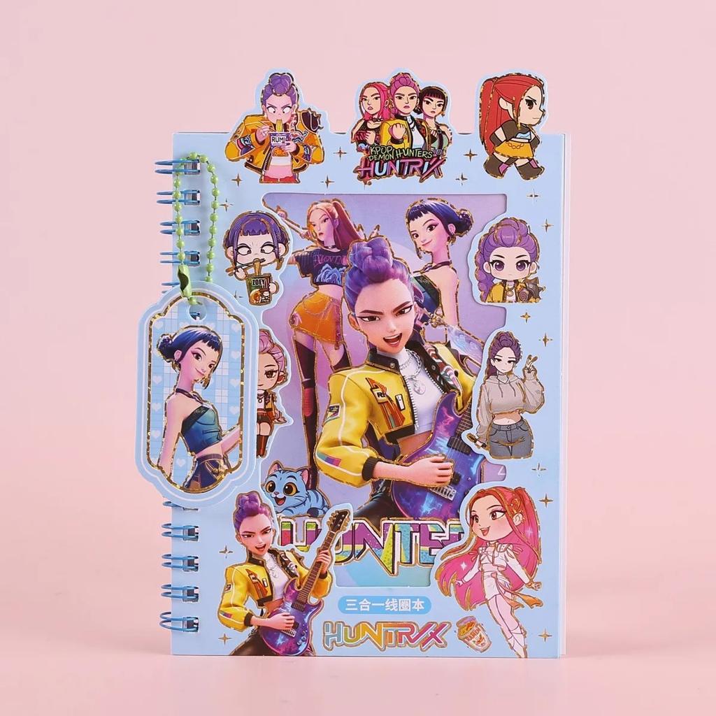 K-POP Demon Hunters 3-in-1 Coil Notebook Stickers DIY Journal Material Phone Case Decor Stickers Stationery Gift for Fans