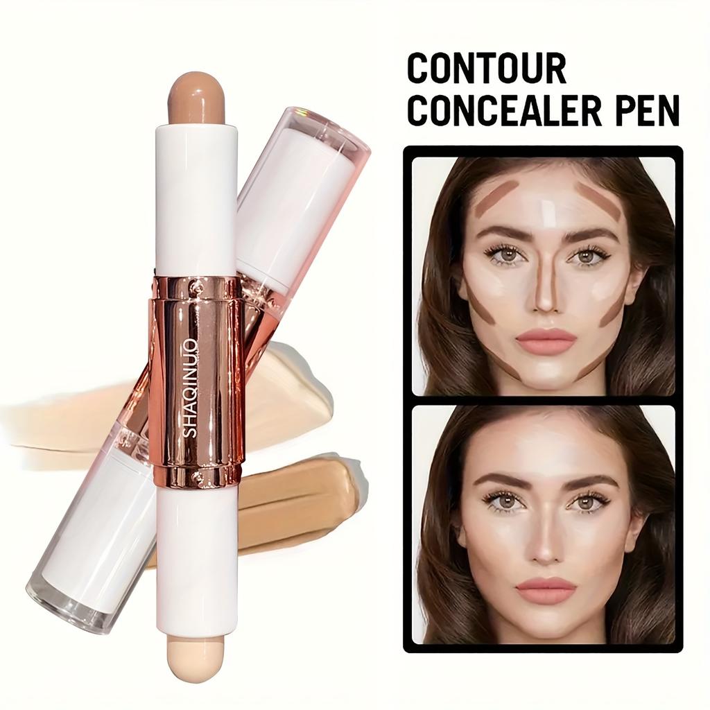 Dual-Ended Highlight & Contour Stick 3D Facial Sculpting Long-Lasting, Waterproof & Sweatproof, Skin-Tone Illumination Makeup Stick