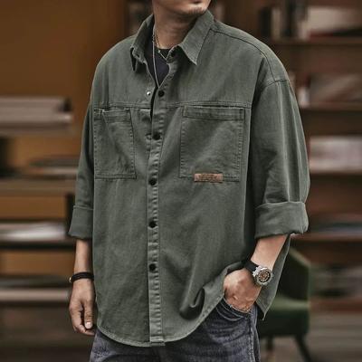 Giacca da uomo con risvolto, casual, primavera e autunno, tinta unita, cardigan