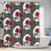 Totenkopf Duschvorhang Gotisch Blumig Totenkopf Wandteppich Dunkle Wohnkultur Halloween Gruselig Waschbar Badezimmer-Set Vintage Totenkopfkunst