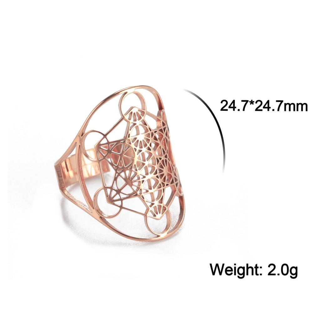 Angel Seal Archangel Metatron Cube Ring Women Stainless Steel Sacred Geometry Rings Amulet Religious Spiritual Jewelry