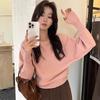 Women's Khaki One-Shoulder Lantern Sleeve Knit Sweater - 2026 Autumn Collection