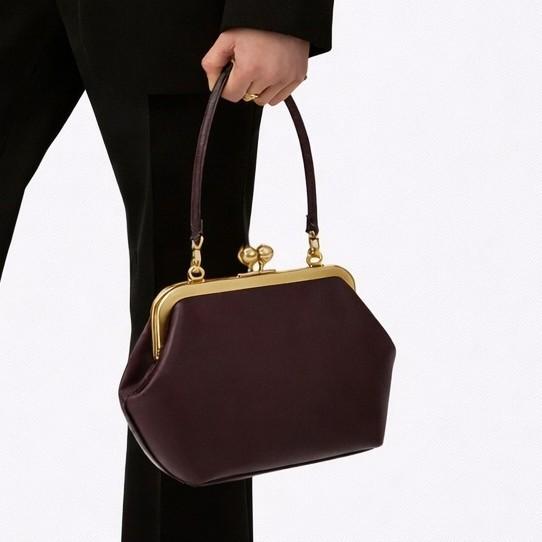 Borsa a Clip Moda Retro Lusso Leggero Grande Capacità Telaio Metallico Borsa a Spalla Borsa da Donna Borsa da Donna