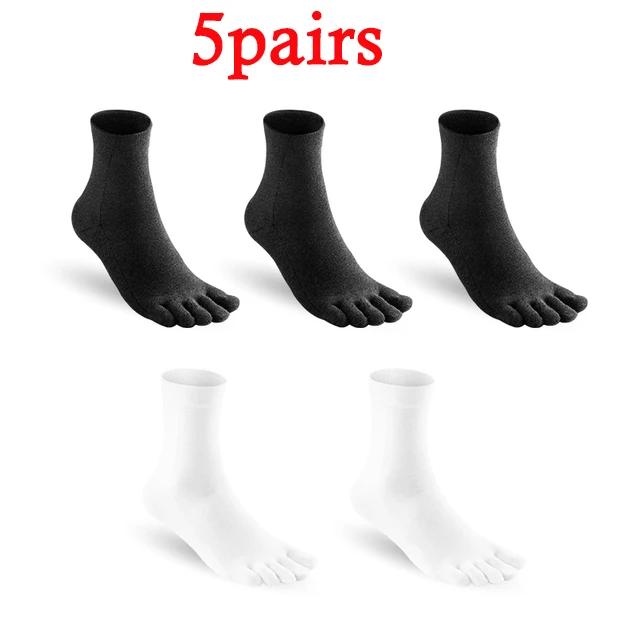 1/5Pairs Men's Five Toes Socks Breathable Anti Odor Five Finger Socks for Male White Black Sturdy Soft High Quality Mid Tube Sox