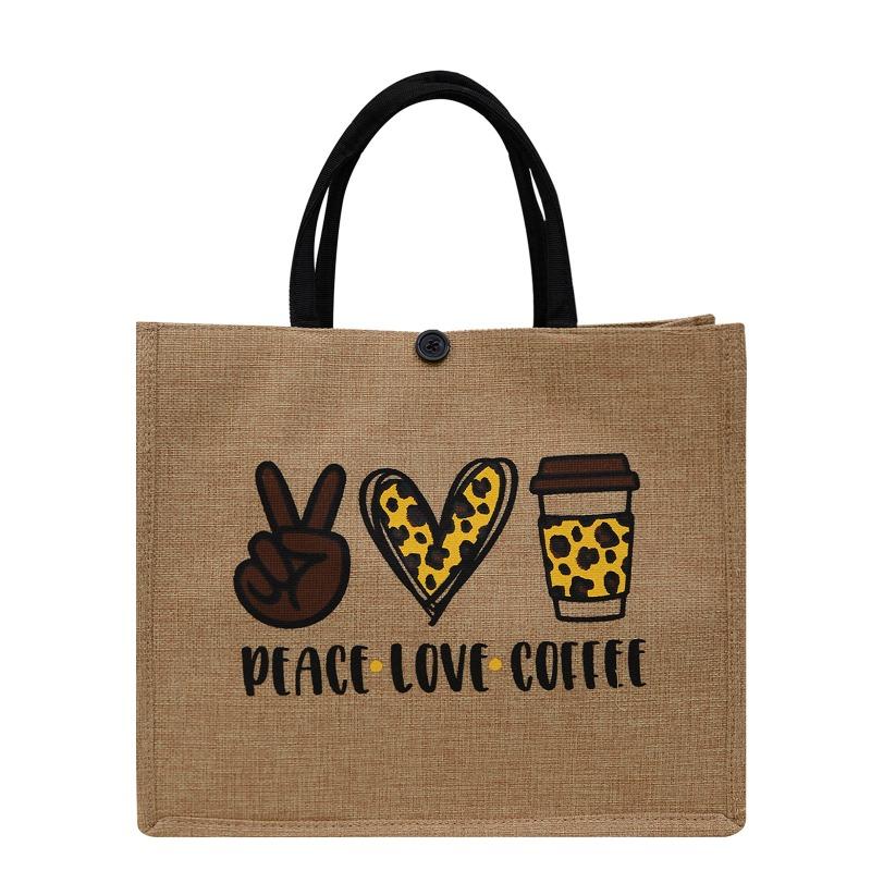 New cotton and linen handbag printed bento tote bag large capacity handbag bag letter printed women's bag